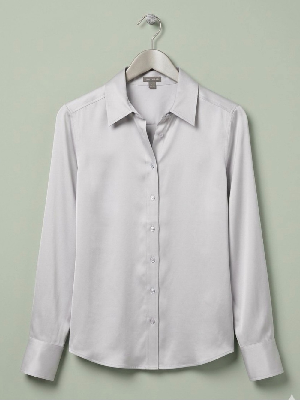 Ann Taylor Silver Gray Long-Sleeve Button-Up Blouse, size 6,